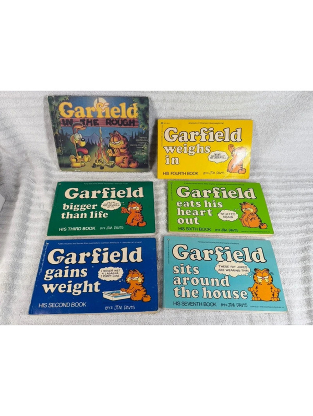 vintage 80”s garfield books lot of 6 jim davis comic strip books